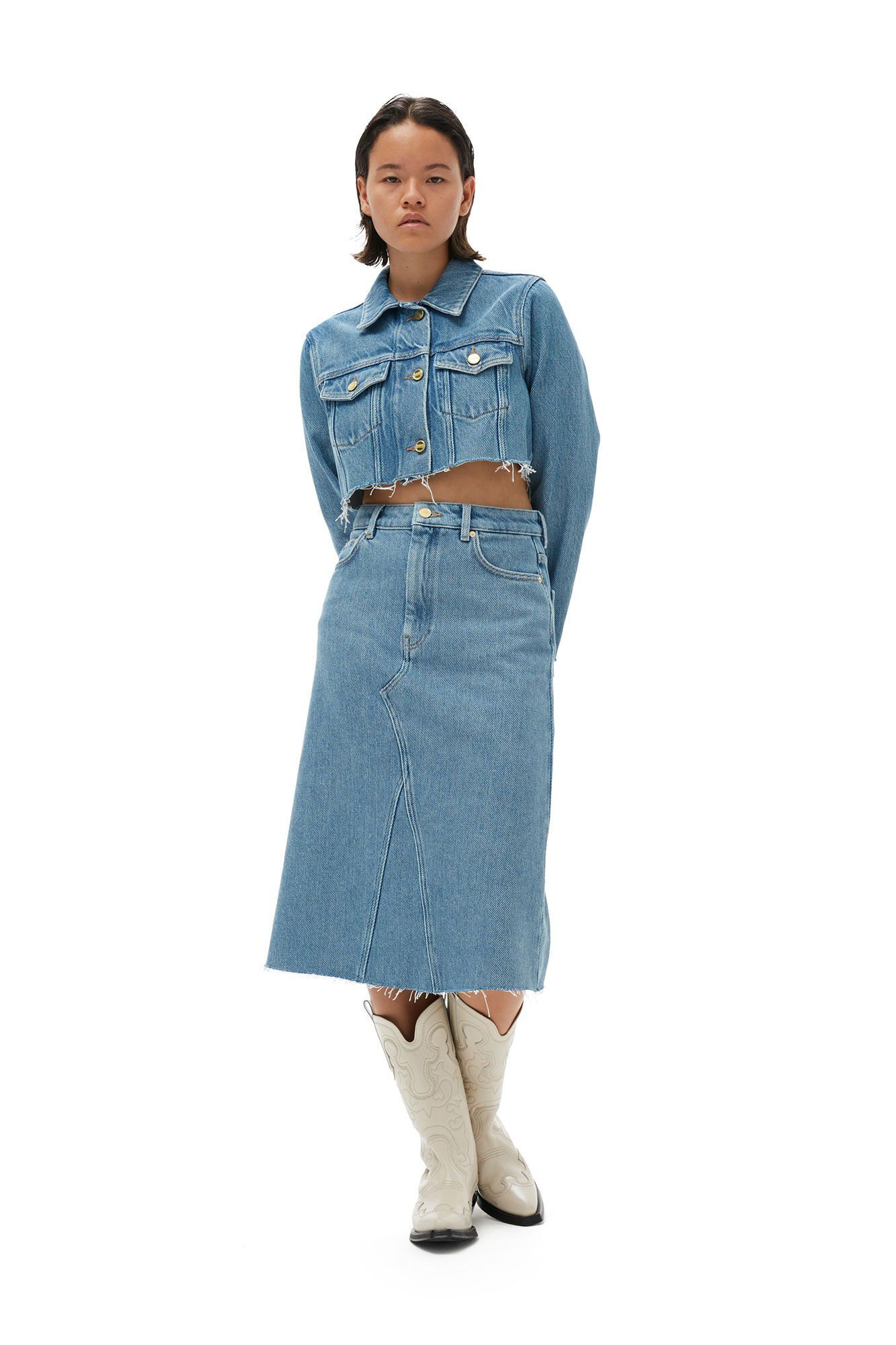 Heavy Denim Midi Skirt