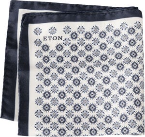 White Geometric Silk Pocket Square