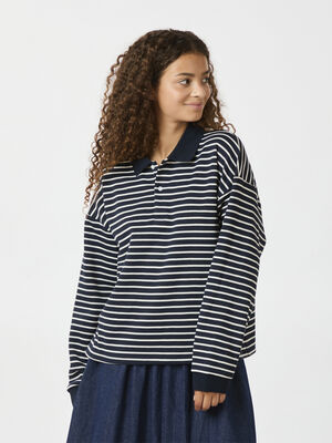 Sara Stripe Polo Blouse