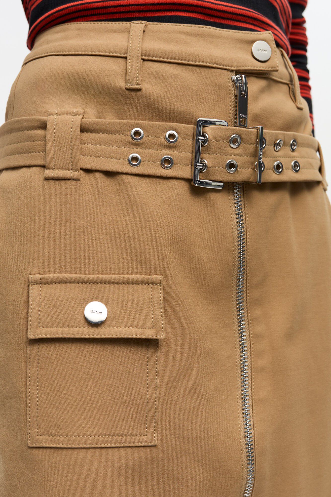 Heavy Cotton Tailoring Midi Skirt