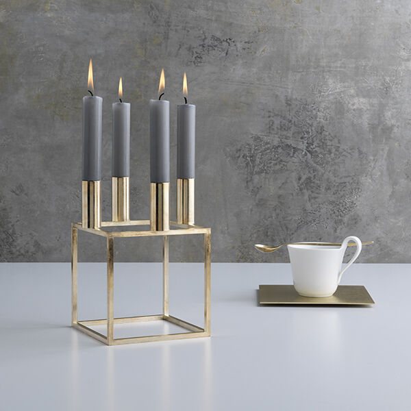 Kubus 4, Candle Holder, Gold-plated