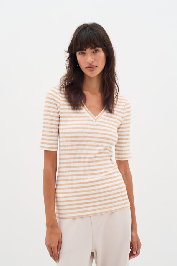 DagnaIW Striped V T-Shirt
