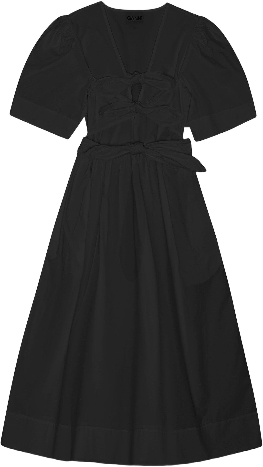 Stretch Cotton Tie Strap Midi Dress