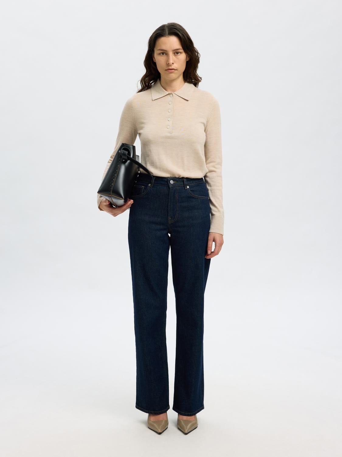 SLFTHEA LS KNIT MERINO COLLAR NECK