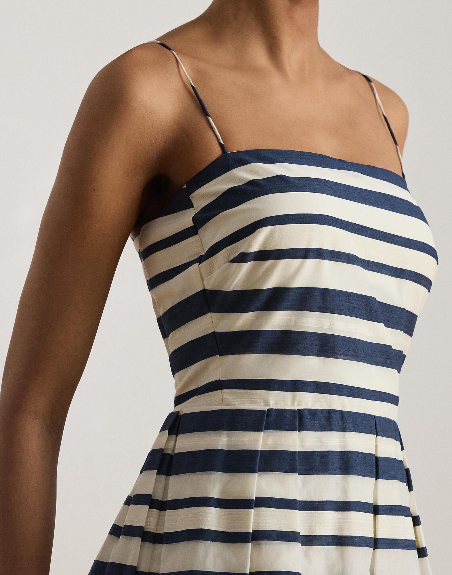 Striped Satin Sleeveless Cocktail Dress