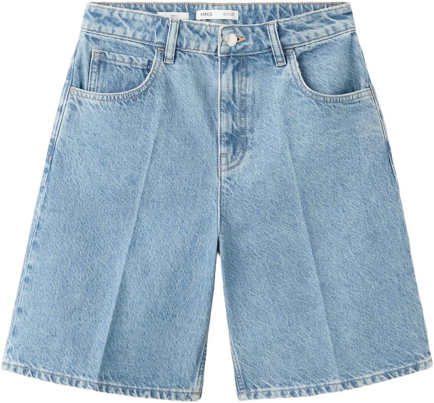High-waist straight-fit denim short