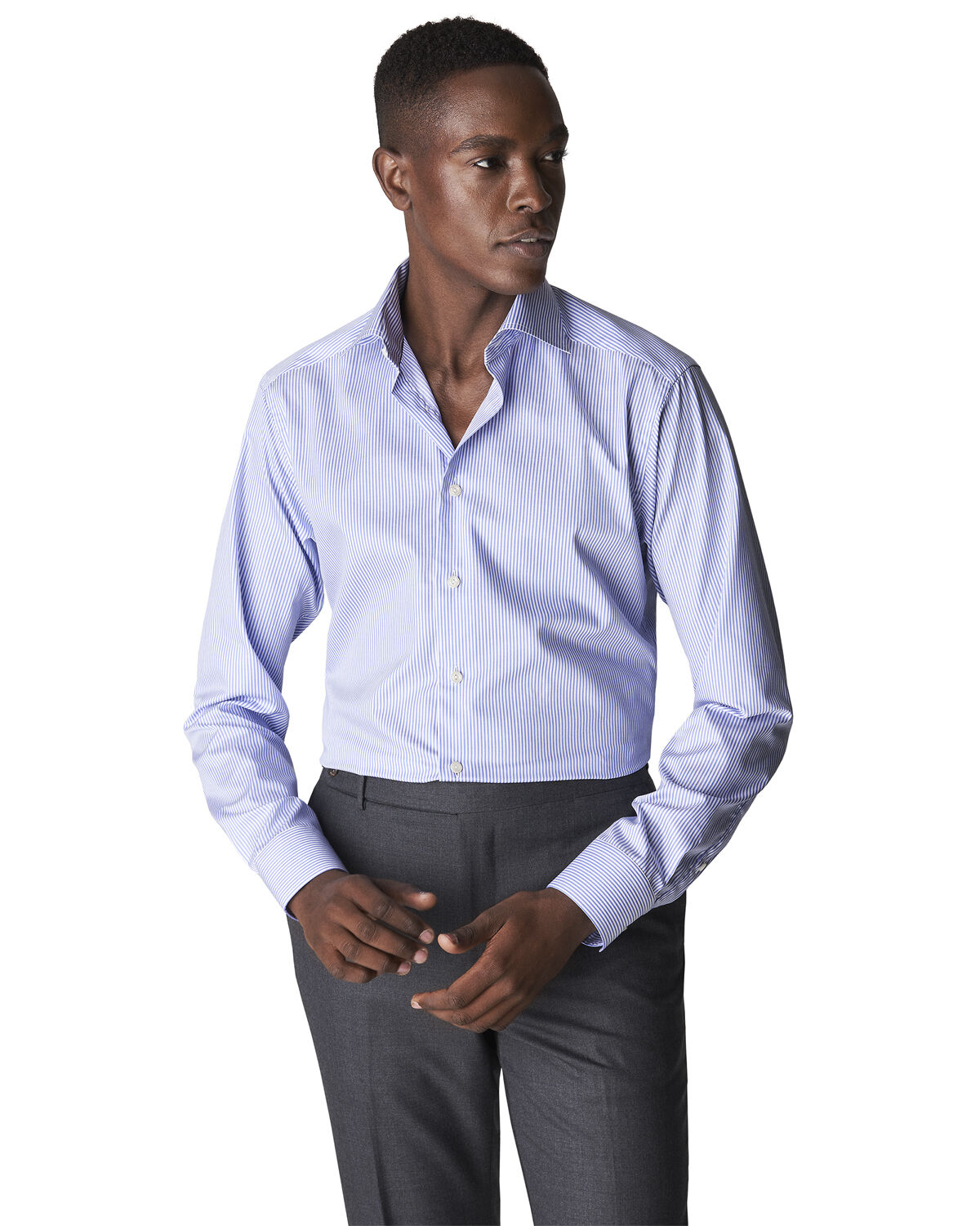 Slim Fit Mid Blue Twill Shirt