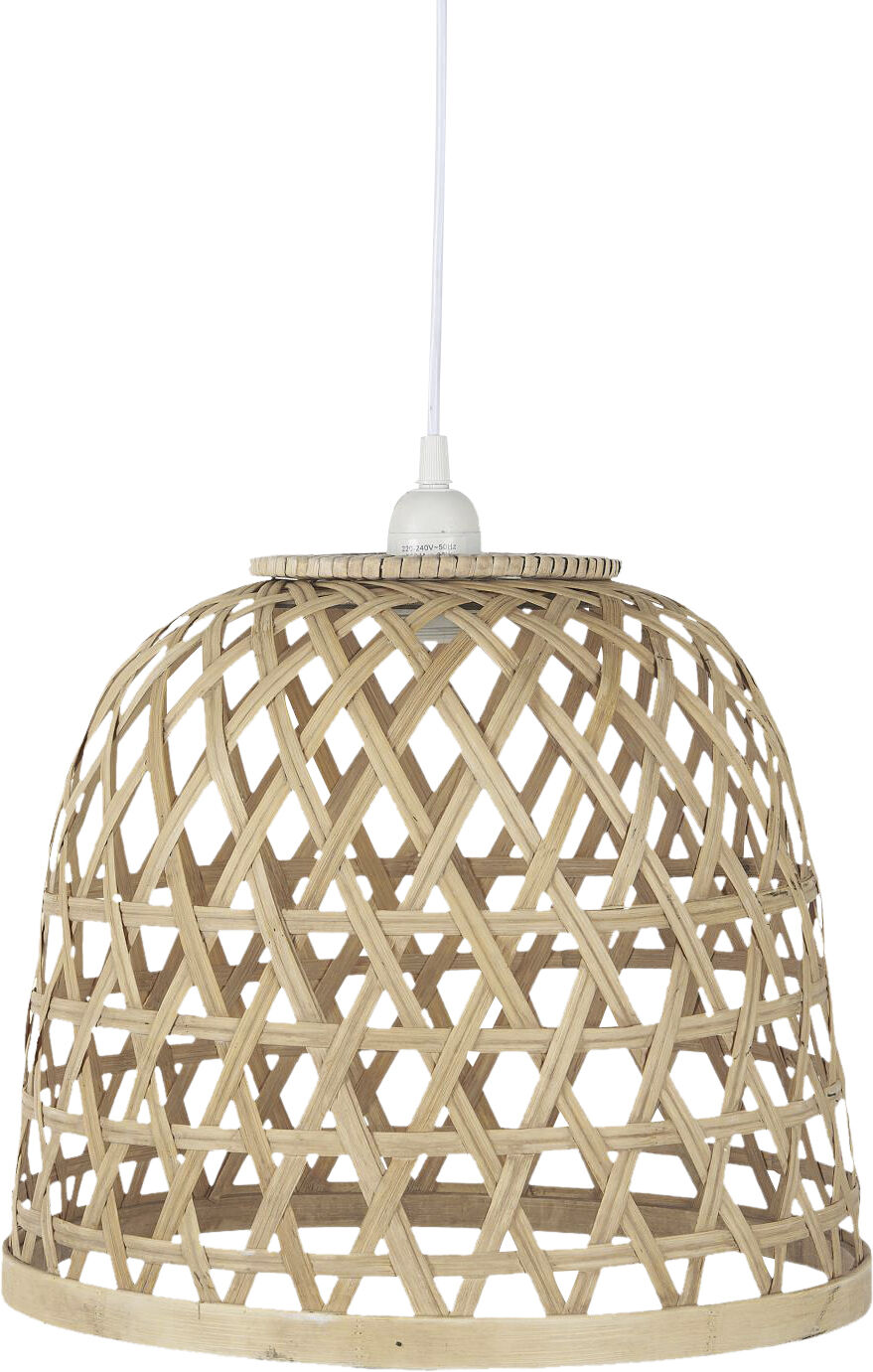 H&aelig;ngelampe bambus sk&aelig;rm hvid plastikledning