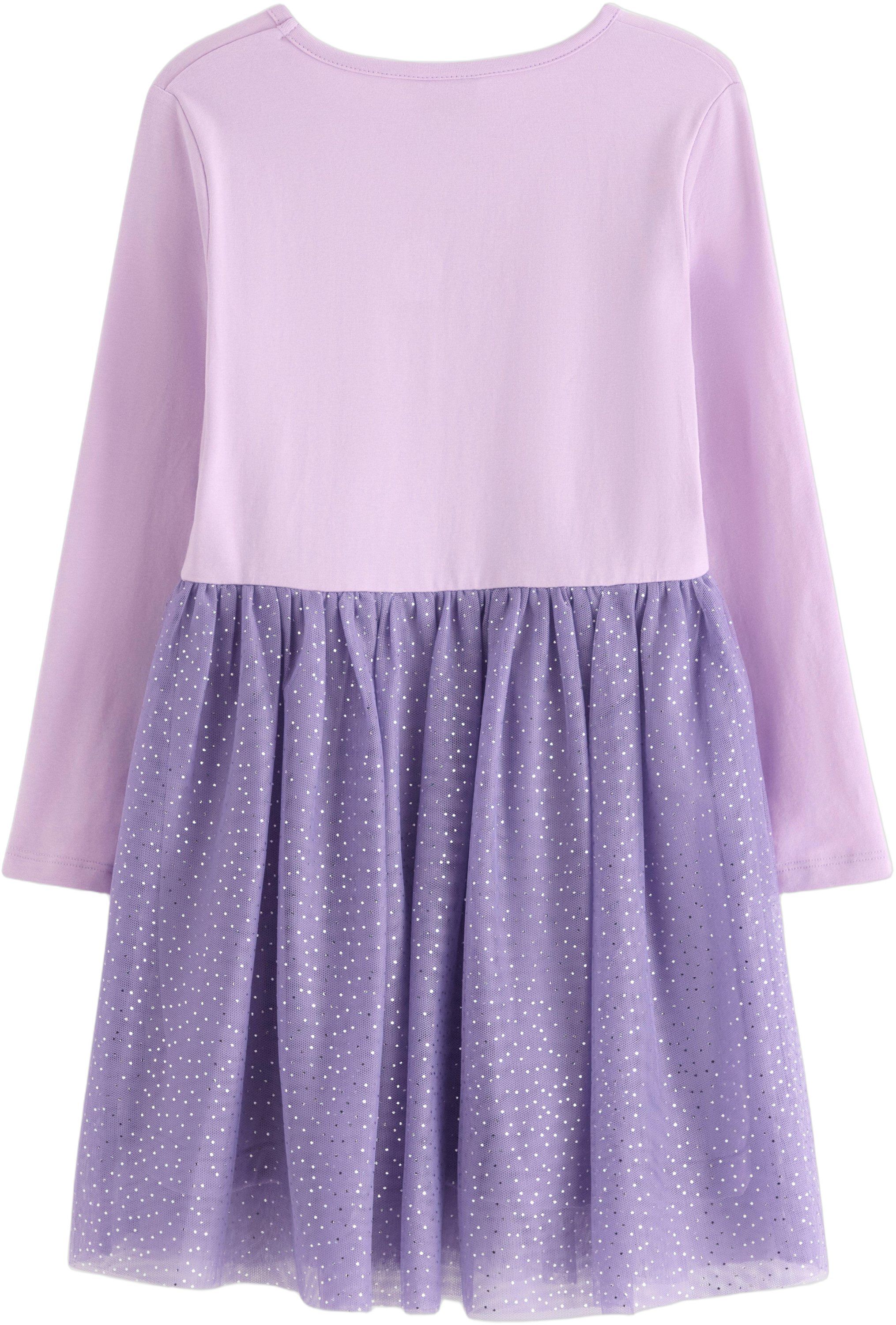 Soft jersey dress with mesh skirt a