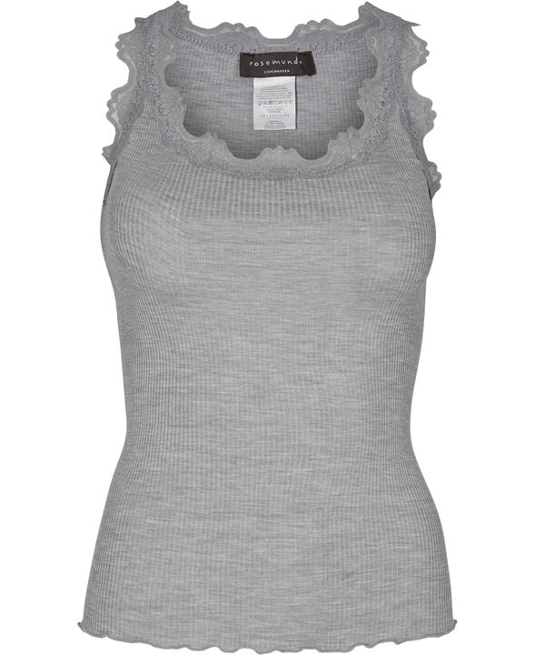 Silk top regular w/vintage lace