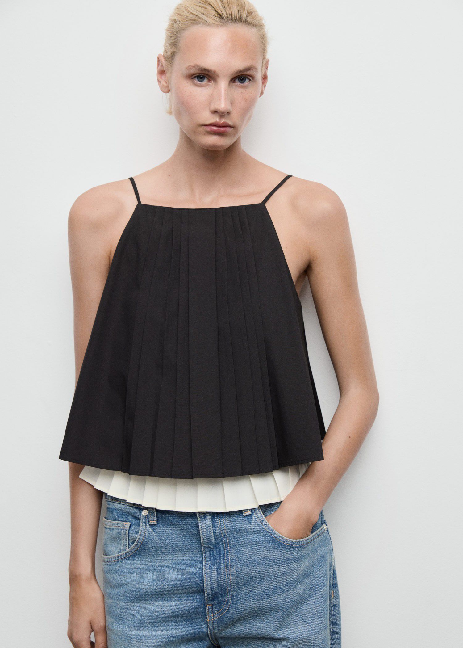 Pleated combined top