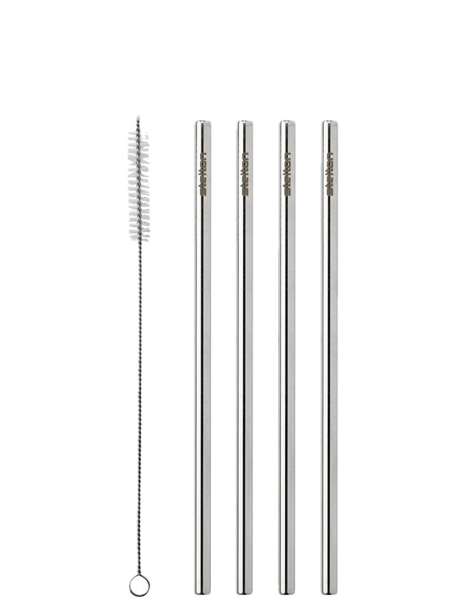 Stelton genanvendelige sugerør 4 Stk steel