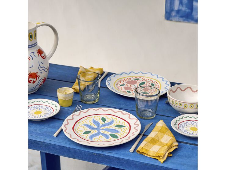 Tallerken flad Bliss 27 cm Blå/Koral/Rosa/Grøn Keramik