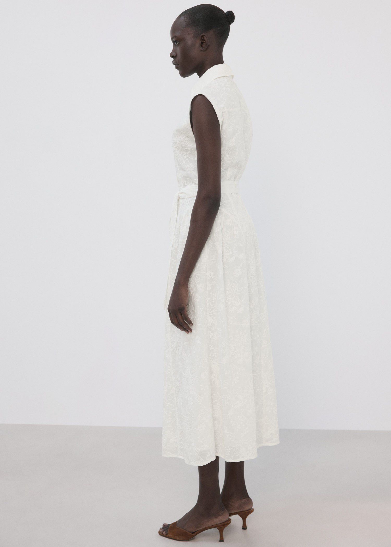 Embroidered belt dress