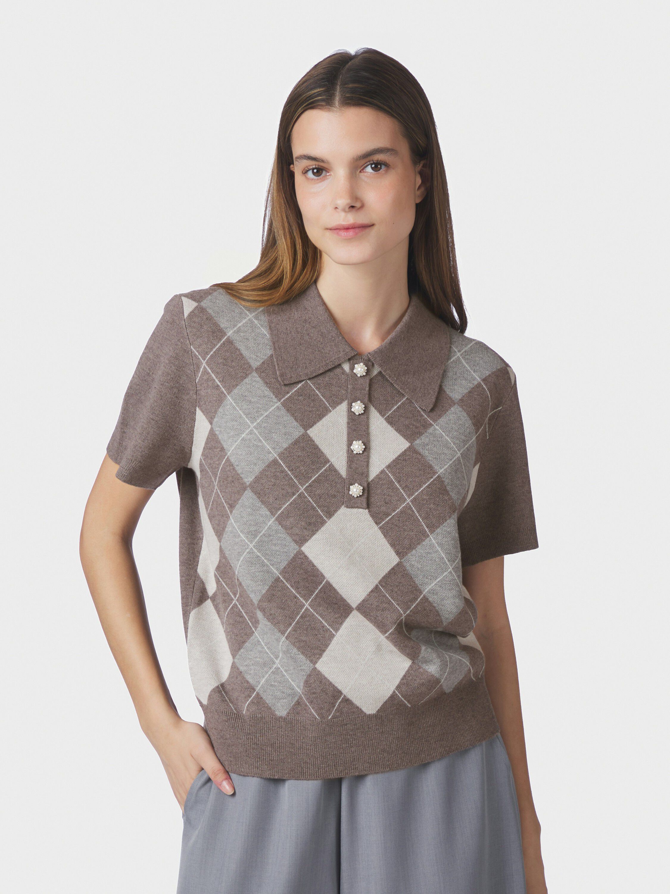 Gia Check Knit Blouse