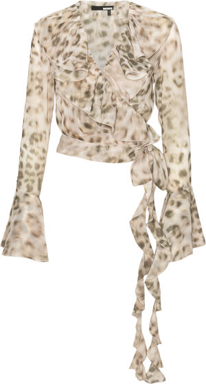 CHIFFON FRILL WRAP TOP