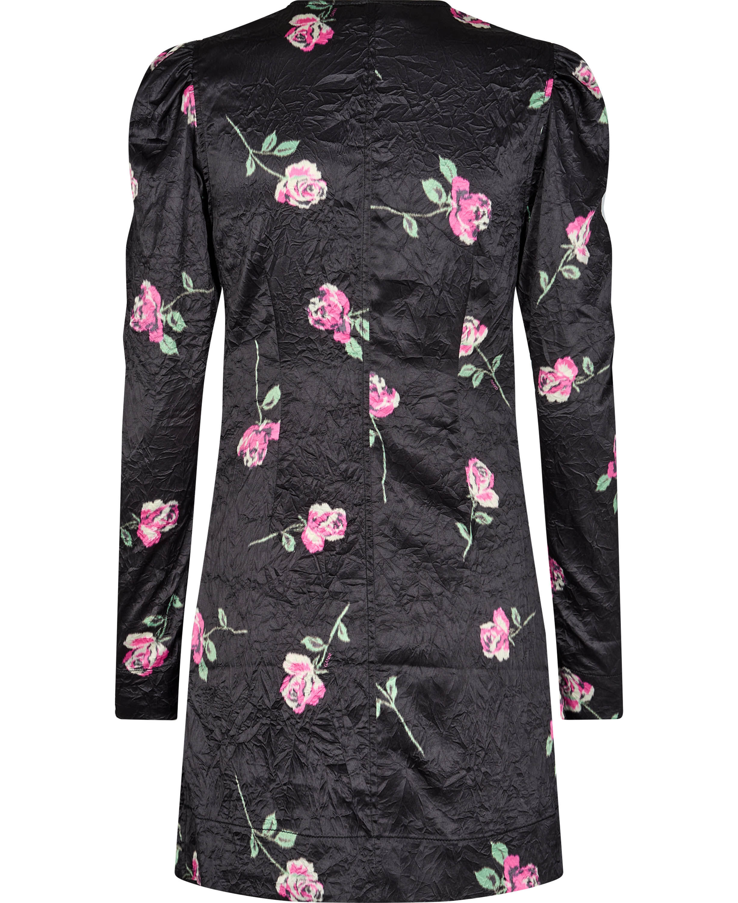 Crinkled Satin V-neck Minikjole