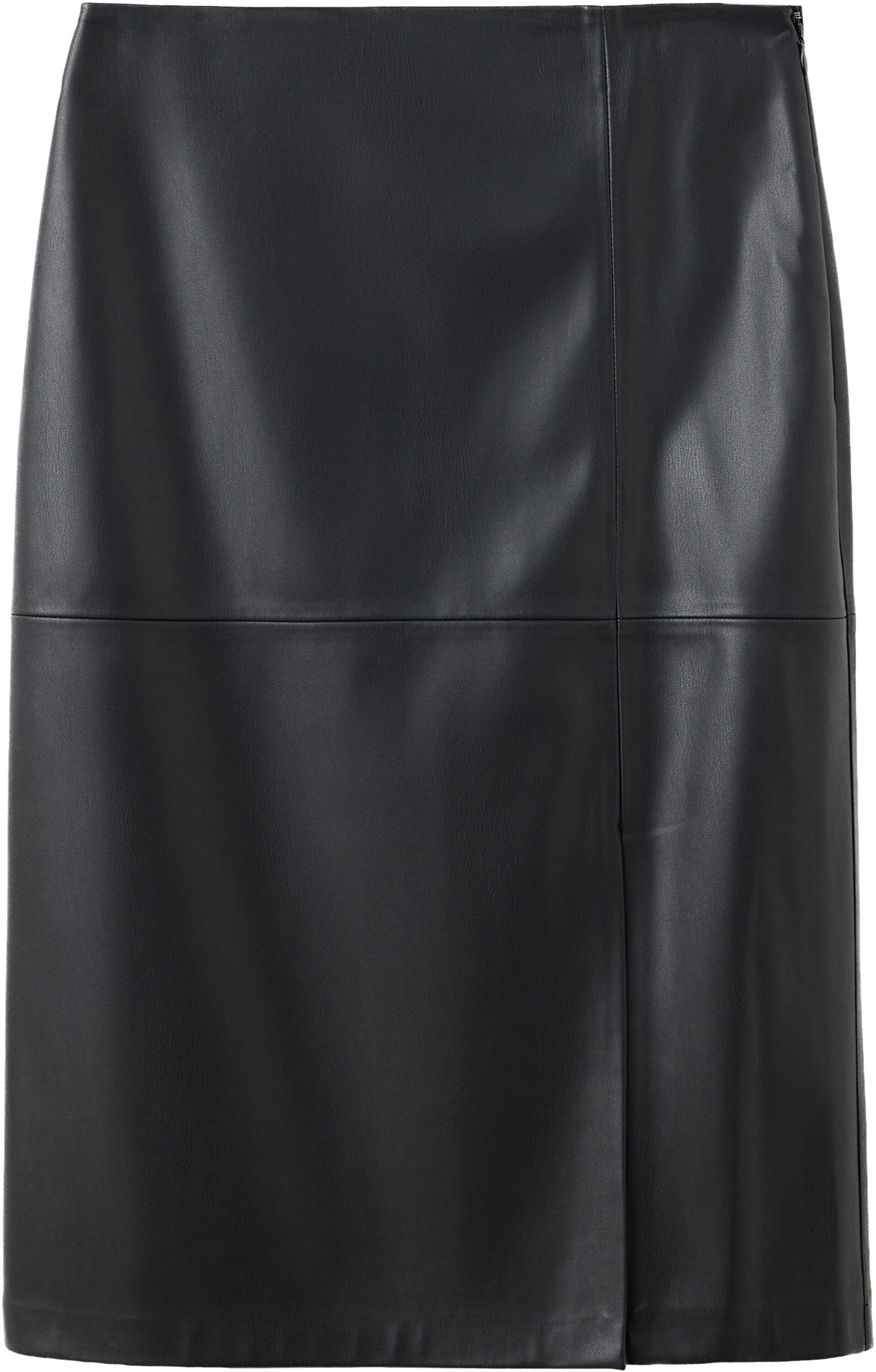 Straight leather-look skirt