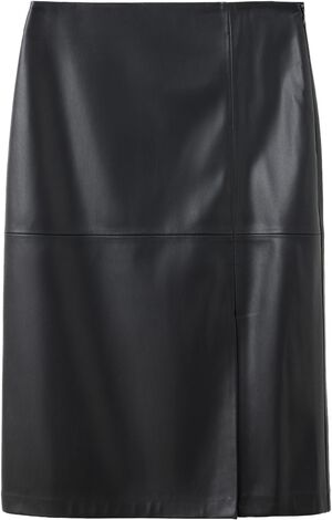 Straight leather-look skirt