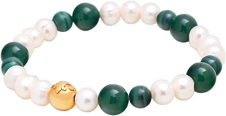 Women's Wristband with Pearls and Malachite
