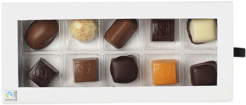 10 stk fyldt chokolade i &aelig;ske