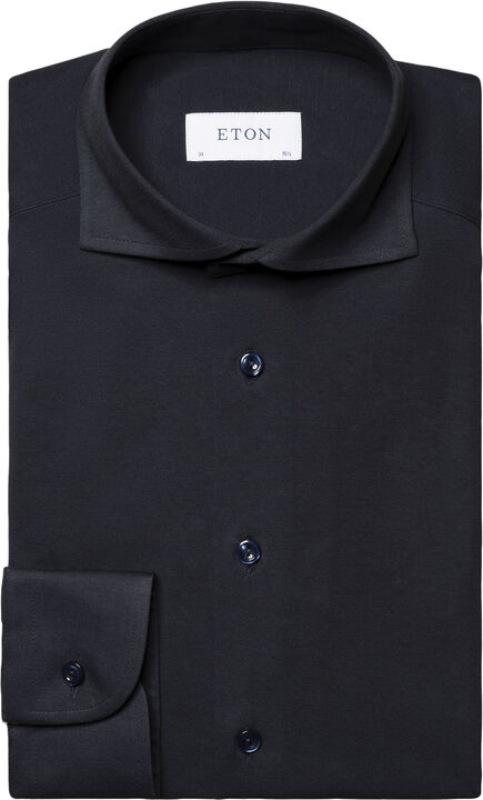 Contemporary Fit Navy Blue Solid Four-Flex Stretch Shirt