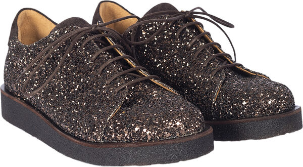 ANGULUS Sneaker i glitter på plateausål - 2487/2193 brown glitter/dark ...