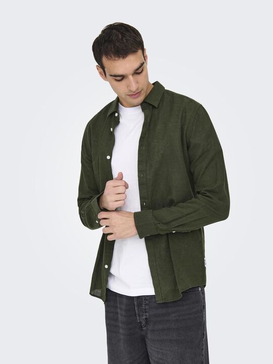 ONSCAIDEN LIFE LS SOLID LINEN SHIRT