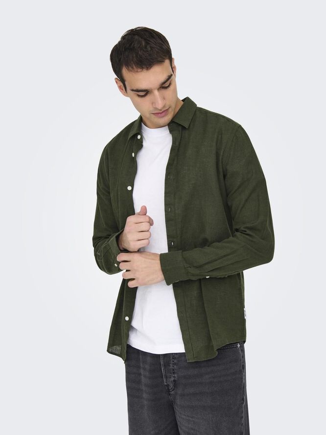 ONSCAIDEN LIFE LS SOLID LINEN SHIRT