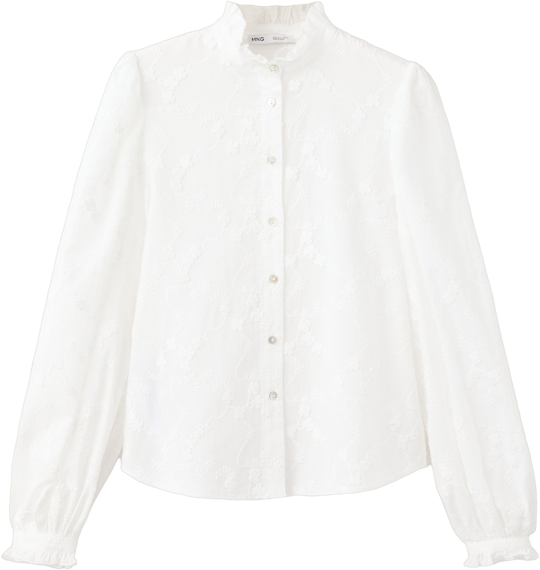 100% cotton blouse with floral embr