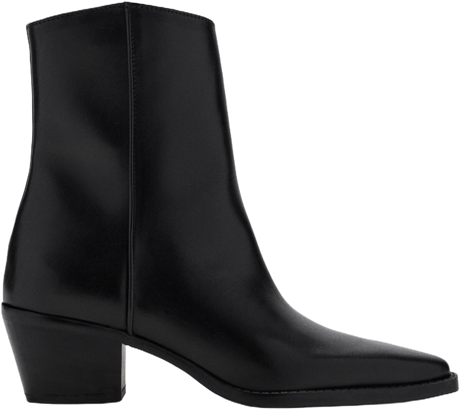 Leather ankle boots with block heel