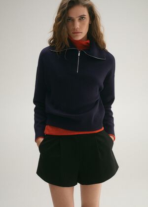 Oversized zip neck jersey