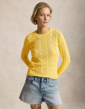 Cable-Knit Cotton Crewneck Sweater