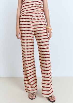 Knitted trousers with geometric pri