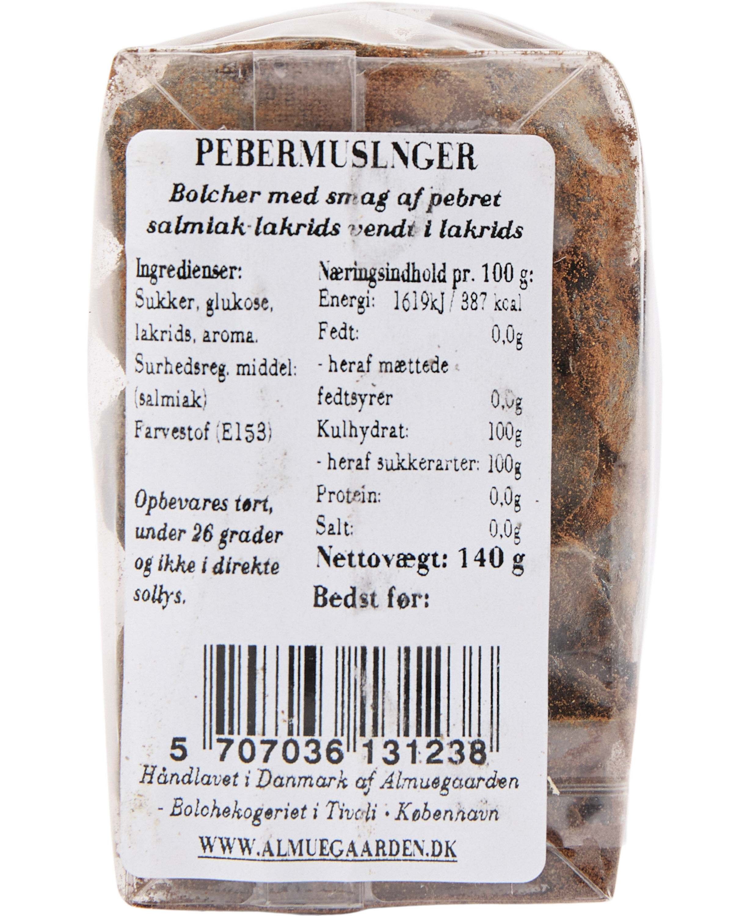 Pebermuslinger bolcher med smag af peber & salmiak