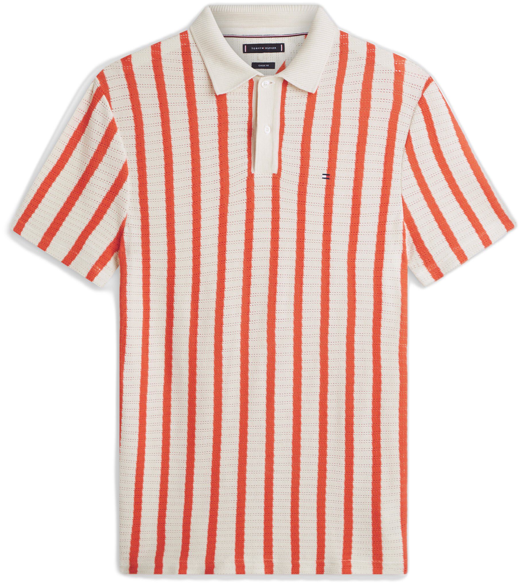 Relaxed Fit Open Knit Polo Shirt
