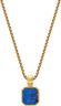 Gold Necklace with Square Blue Lapis Pendant