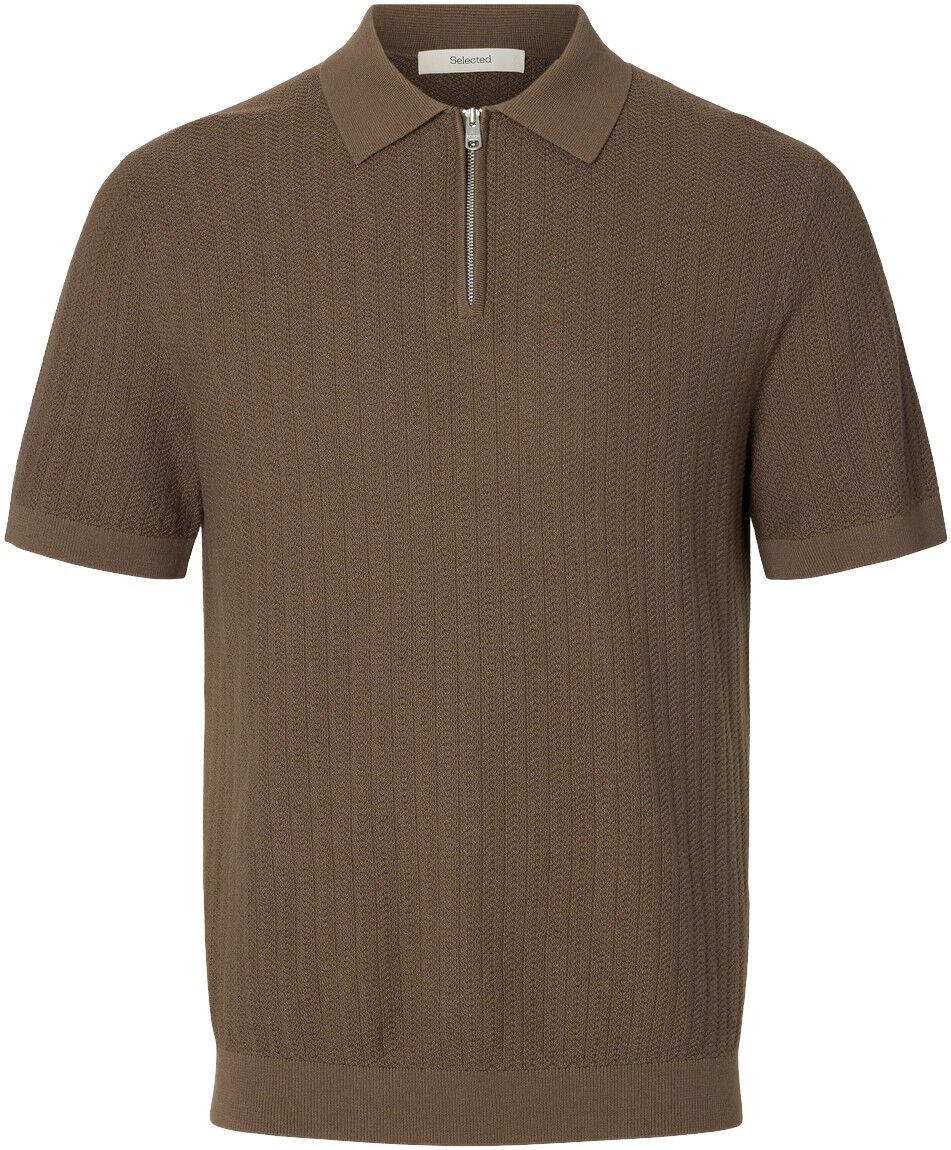 SLHCRAN SS KNIT STRUCTURE ZIP POLO