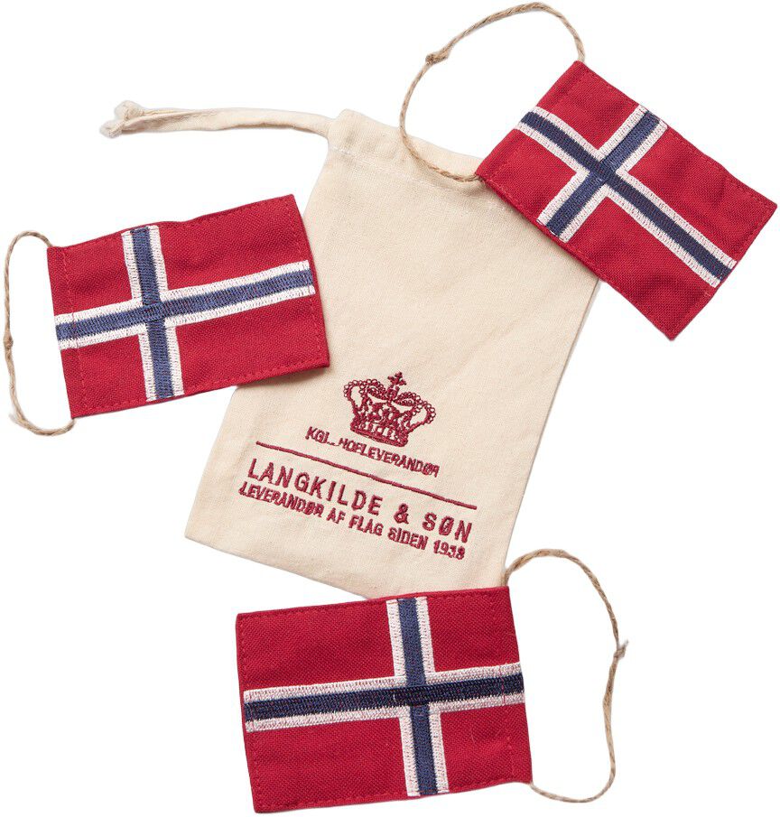 3 stk. Store Norske Pynteflag