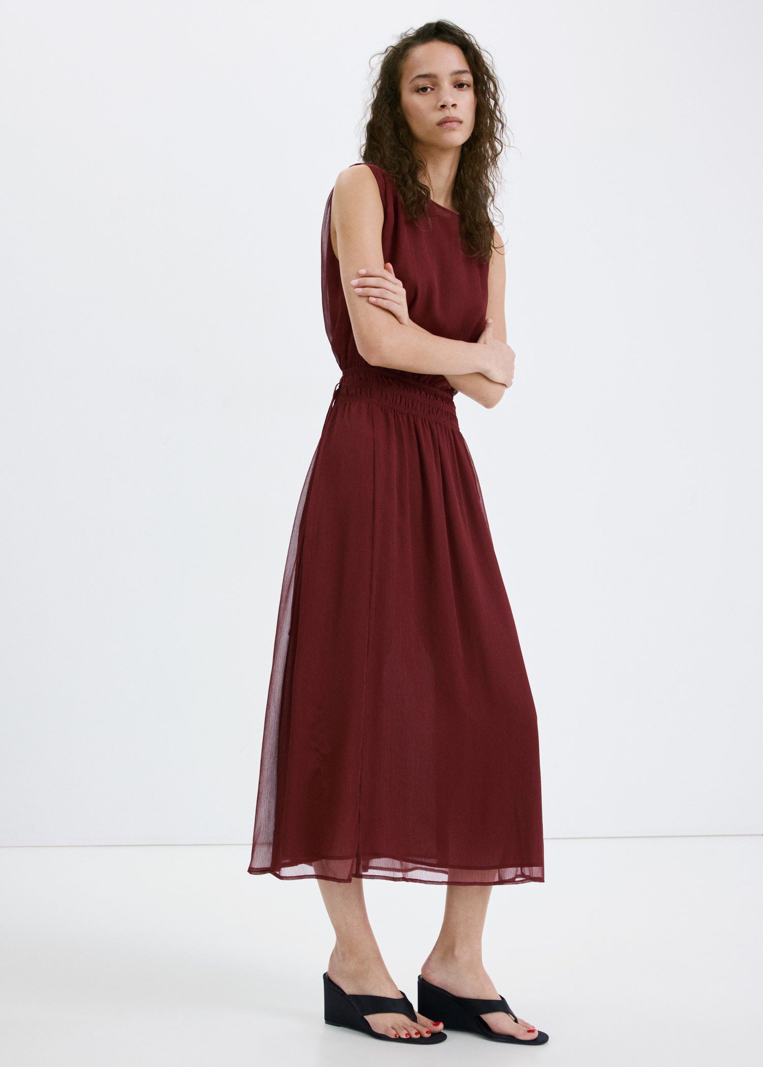 Flowy dress with gathered waist