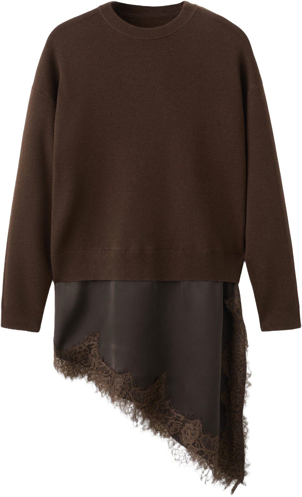 long lace-trimmed sweater