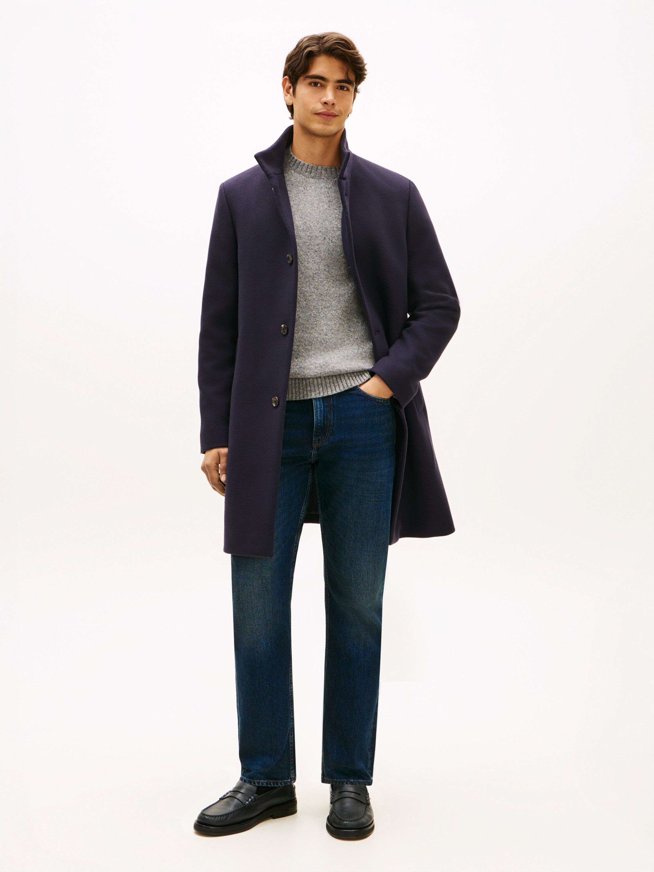 New York Label Wool Blend Coat