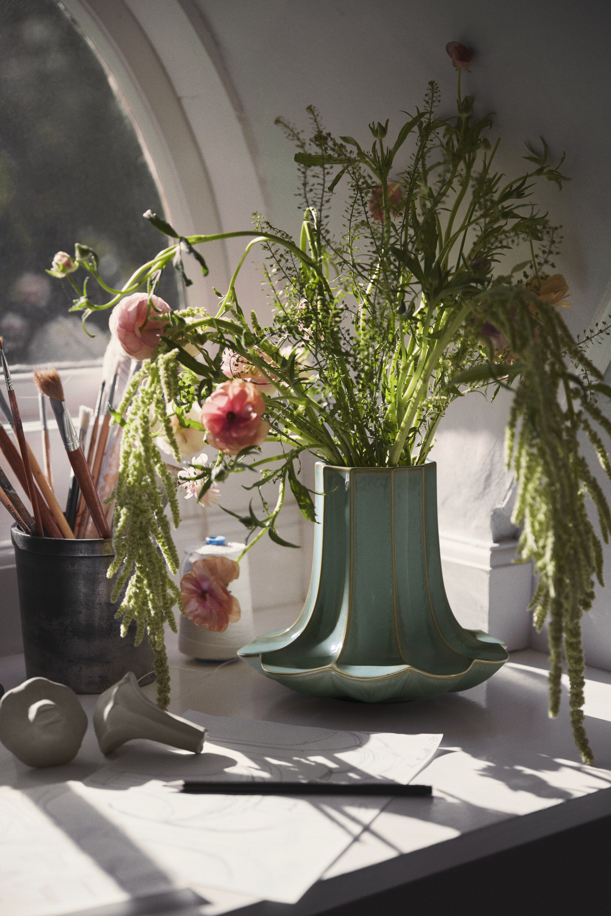 Kantarel Vase H20. 5 cm gr&oslash;n