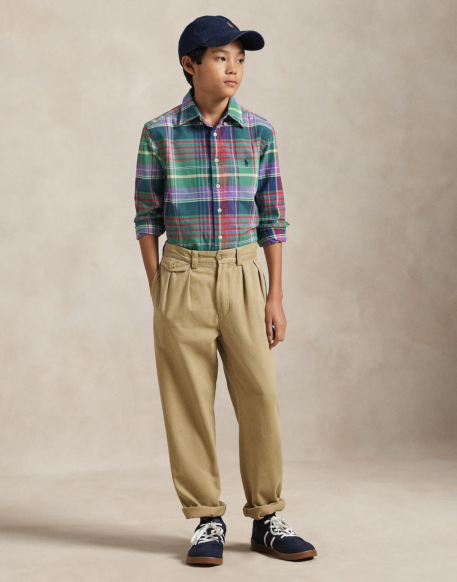 Plaid Brushed Cotton Oxford Shirt Teens