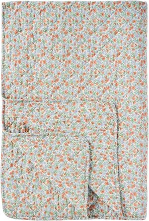 Quilt m/lysebl&aring; og rust blomster