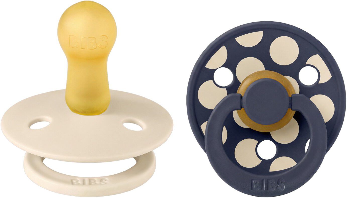 BIBS Pacifier Studio Colour 2 PACK Polka Mix Latex Size 2 Iv