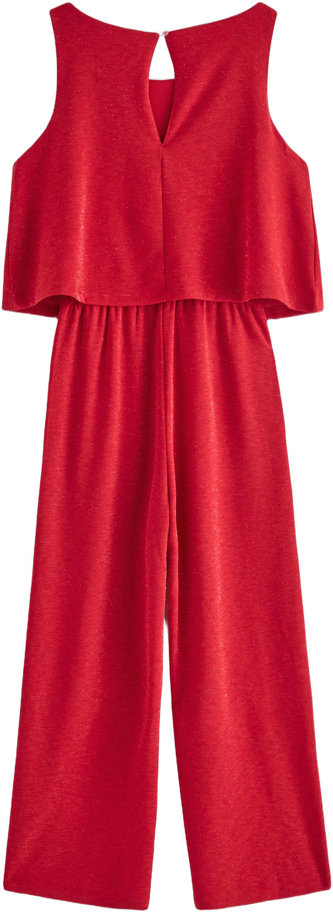 Glitrende, &aelig;rmel&oslash;s buksedragt med b