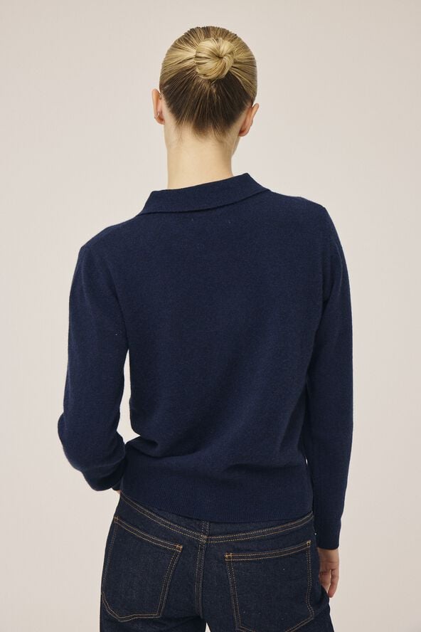 Mabel 15 Langærmede polo strikcardigan - 100% Cashmere
