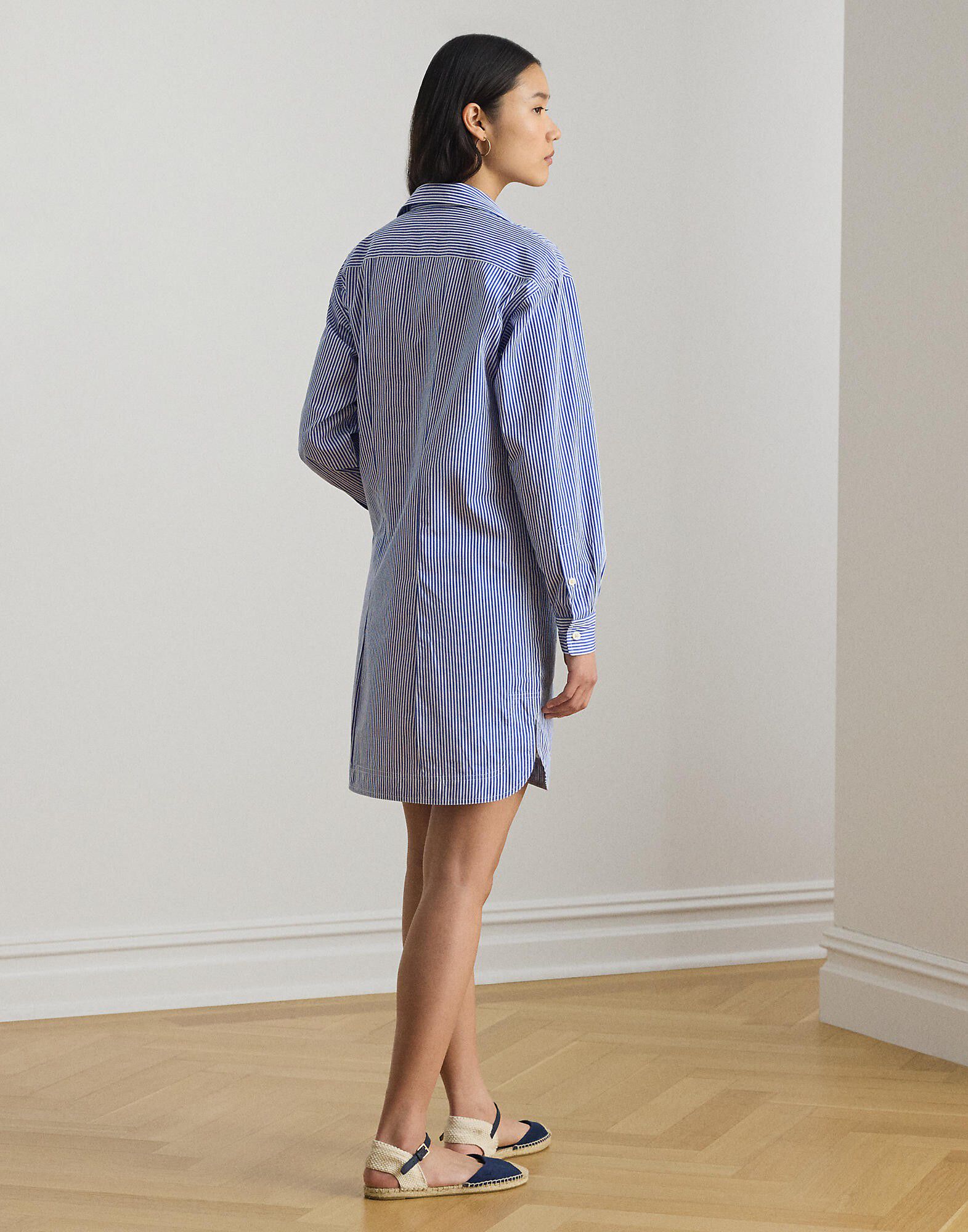 Striped Cotton Broadcloth Shirtdress