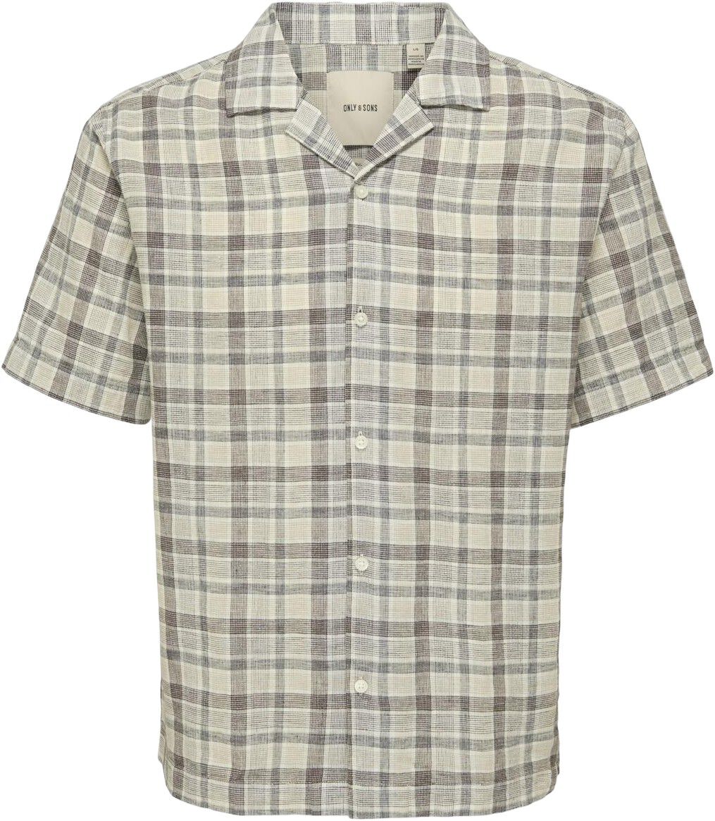 ONSCAIDEN LIFE CHECK LINEN BLEND SS